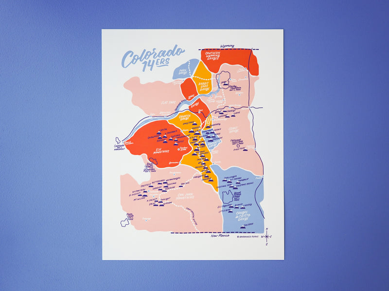 Wholesale — Colorado Fourteeners Map - 11x14"