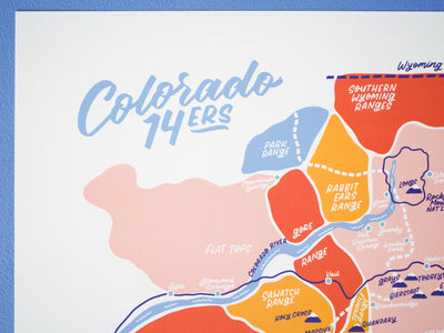 Colorado Fourteeners Map - 11x14"
