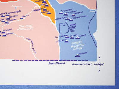 Wholesale — Colorado Fourteeners Map - 11x14"