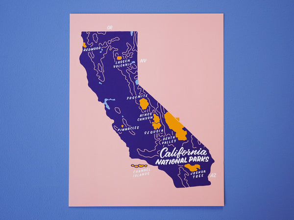 California National Parks Map - 8x10