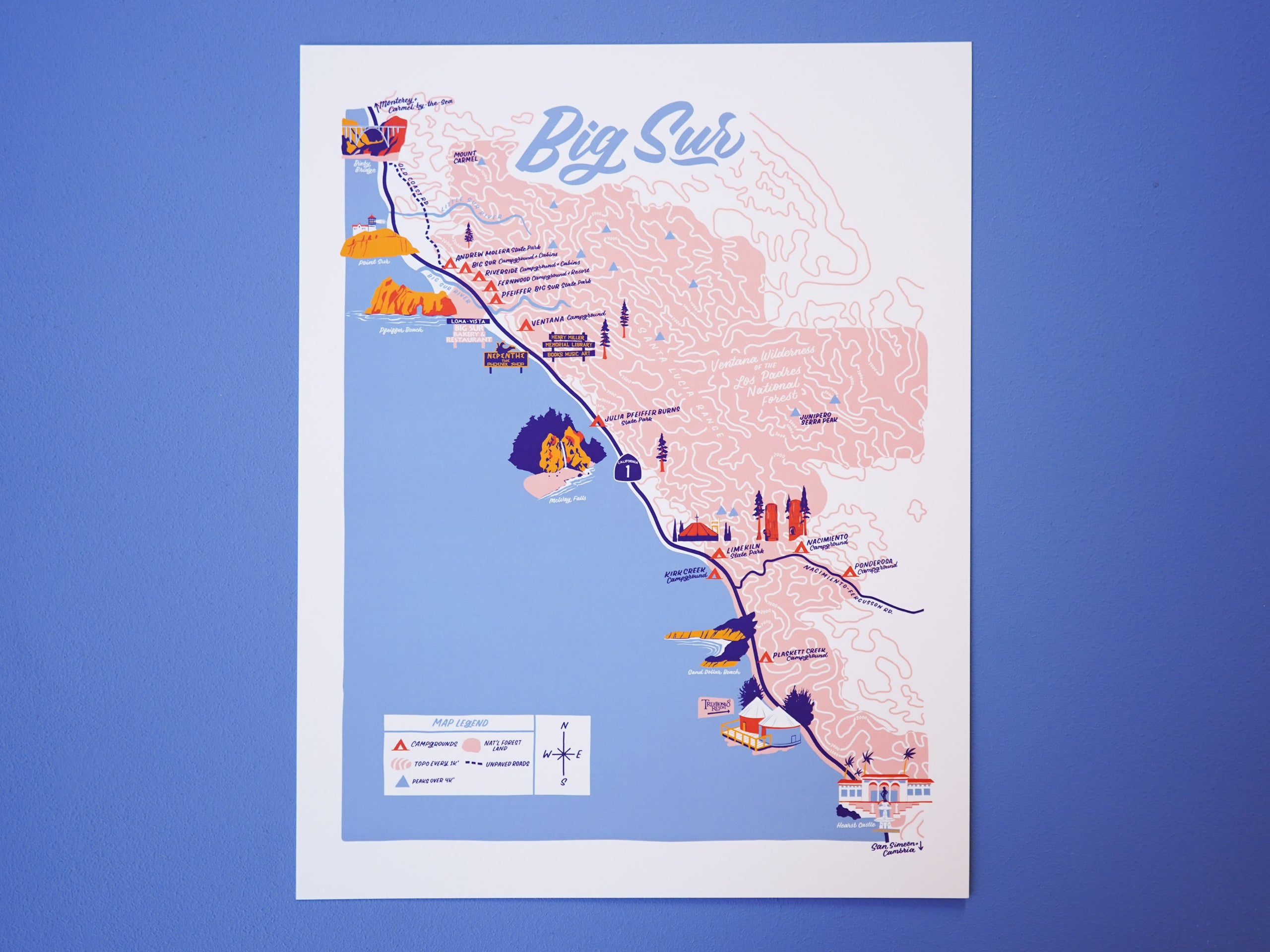 Big Sur Map - 11x14"