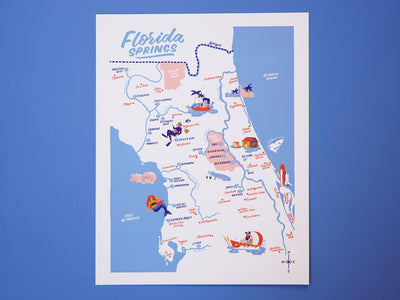 Florida Springs Map - 11x14"