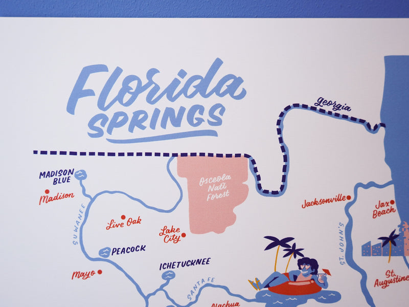Florida Springs Map - 11x14"