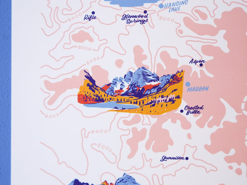 Colorado Alpine Lakes Map - 11x14"
