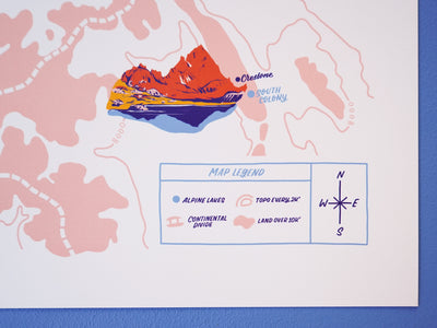 Colorado Alpine Lakes Map - 11x14"